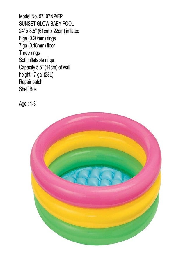 VWretails® Kid's Inflatable Baby Round Bath Tub Pool, 2ft, Water Sunset Pool, Age1-3 Years (Multicolour) - Image 3